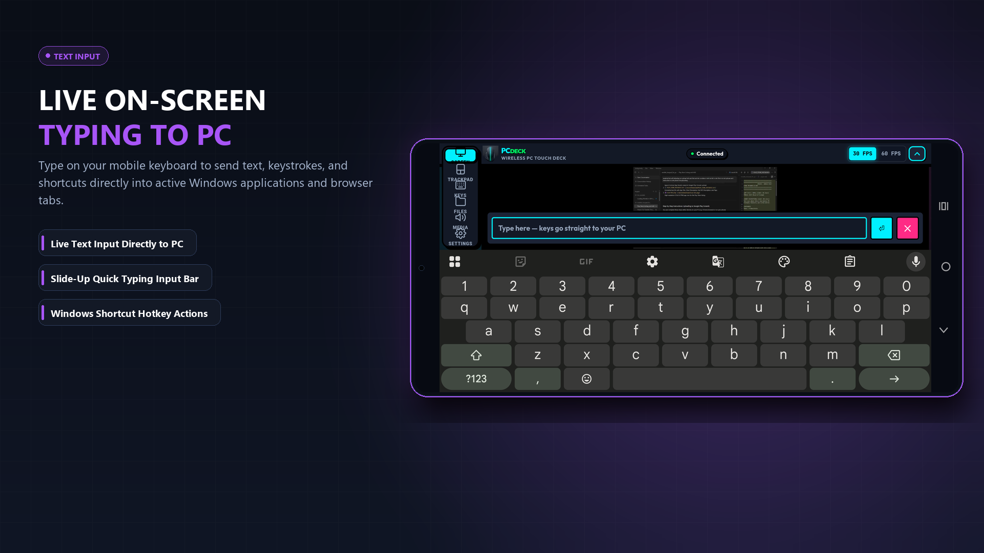 PCDeck mobile touch keyboard